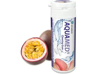 Miradent Kauwgom Aquamed | tegen Droge Mond Passievrucht | 30 stuks