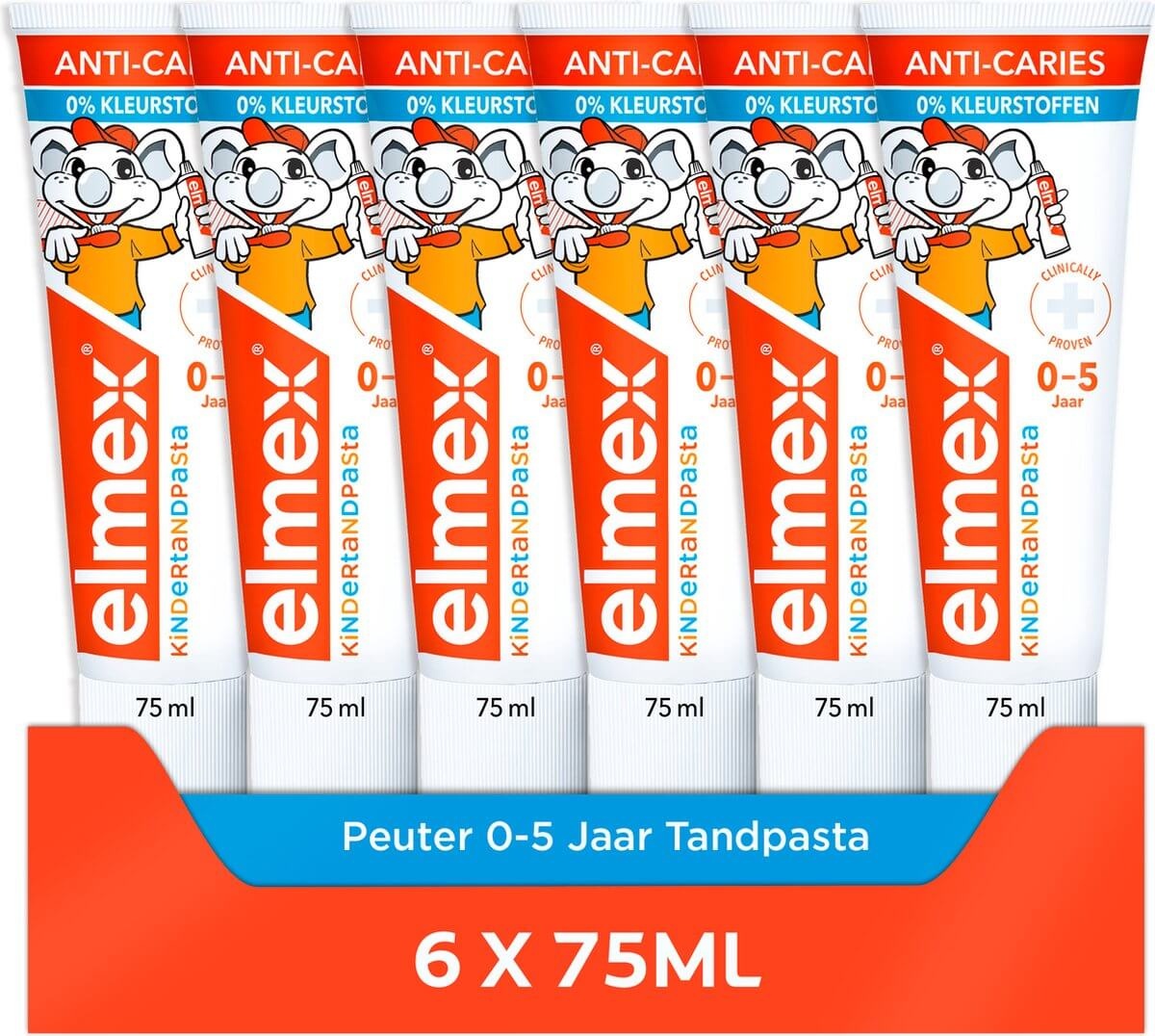Elmex Tandpasta Peuter 0-5 Jaar Tandpasta | 6 x 75 ml