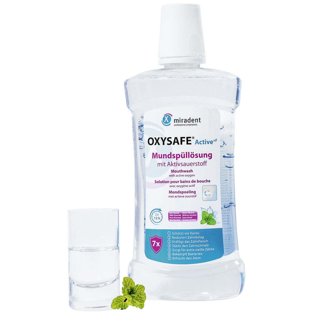 Miradent OXYSAFE Active +F Mondspoeling – Met Actieve Zuurstof en Fluoride – 500 ml