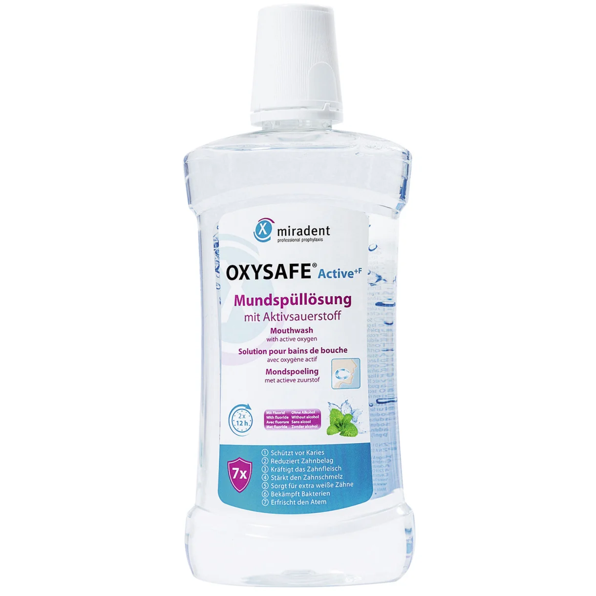 Miradent OXYSAFE Active +F Mondspoeling – Met Actieve Zuurstof en Fluoride – 500 ml