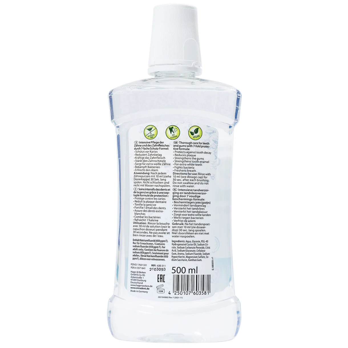 Miradent OXYSAFE Active +F Mondspoeling – Met Actieve Zuurstof en Fluoride – 500 ml