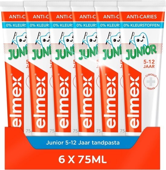 Elmex Tandpasta Junior 5-12 Jaar Tandpasta | 6 x 75 ml