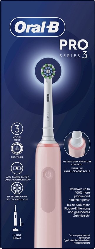 Oral-B PRO 3 3000 Cross Action Elektrische Tandenborstel | Roze