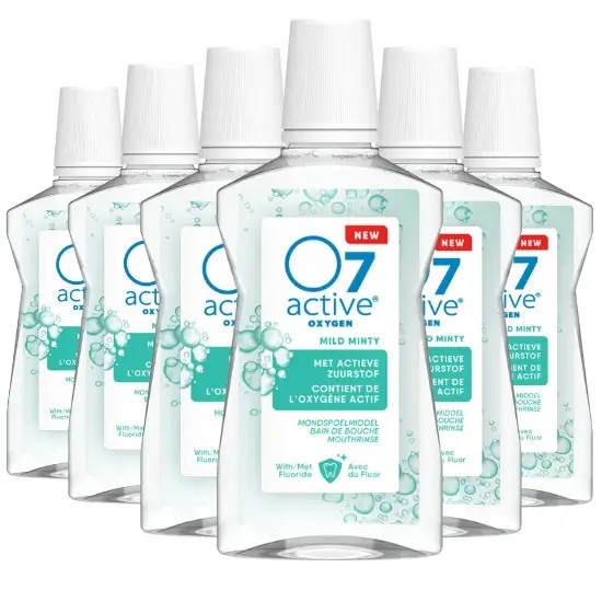 O7 Active Mondspoelmiddel Mild Minty | 6 x 500 ml