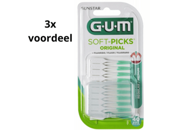 GUM Soft-Picks Original Regular / Medium | 3 x 40 stuks | Voordeelverpakking