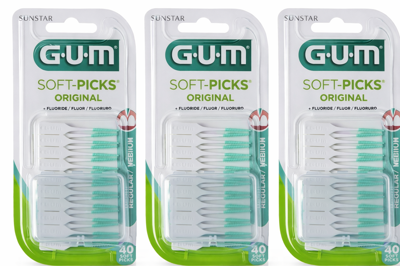 GUM Soft-Picks Original Regular / Medium | 3 x 40 stuks | Voordeelverpakking