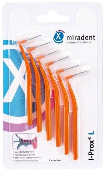 Miradent Interdentale Borstels I-Prox L 0,8 mm Conical Oranje | 6 stuks