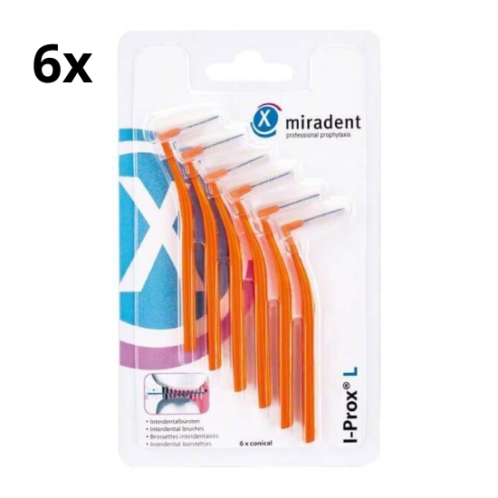 Miradent Interdentale Borstels I-Prox L 0,8 mm Conical Oranje 6x 6 stuks