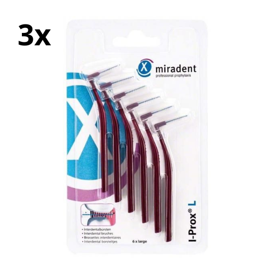 Miradent Interdentale Borstels I-Prox L 0,8 mm Bordeaux 3x 6 stuks