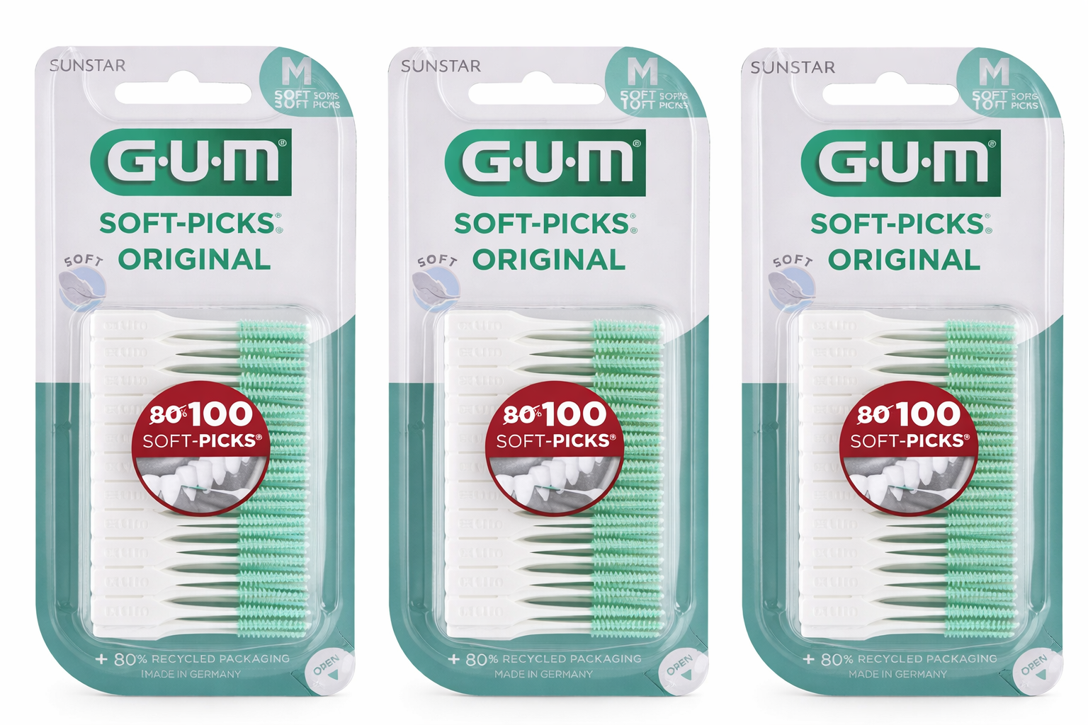 GUM Soft-Picks Original Regular / Medium | 3 x 100 stuks