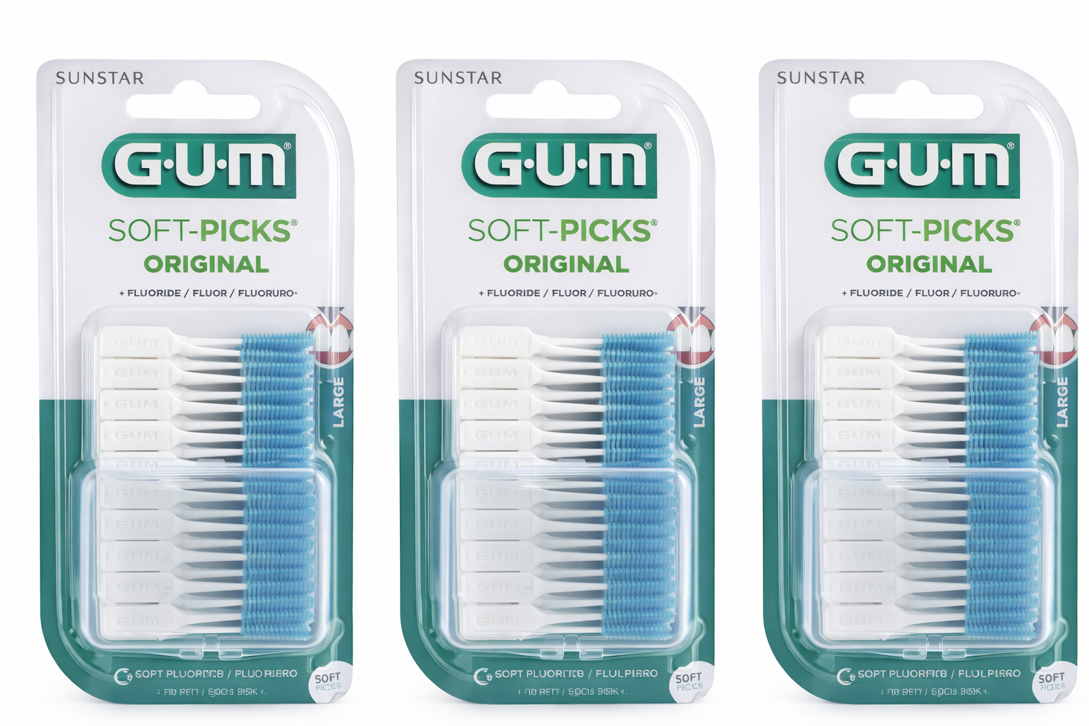 GUM Soft Picks Original Large | 3 x 40 stuks | Voordeelverpakking