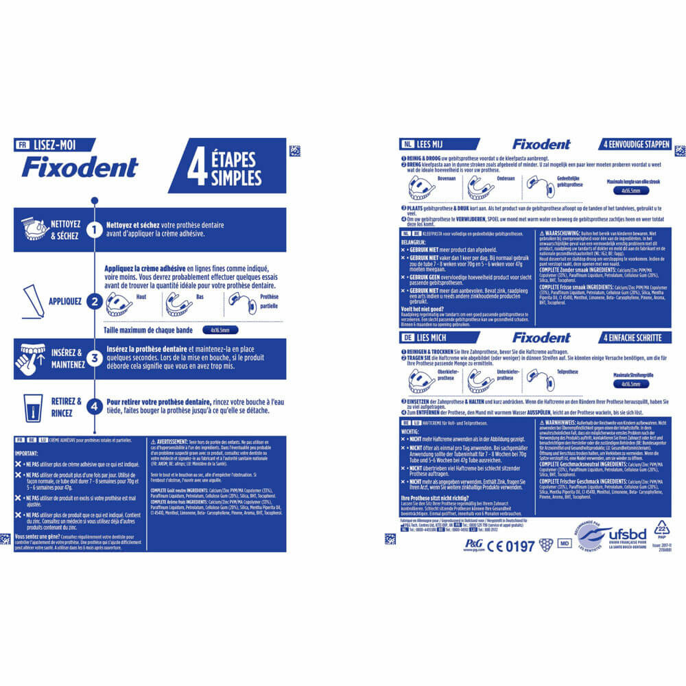Fixodent Complete Fresh Original Kleefpasta voor Kunstgebit | 12 x 47 g Voordeelverpakking