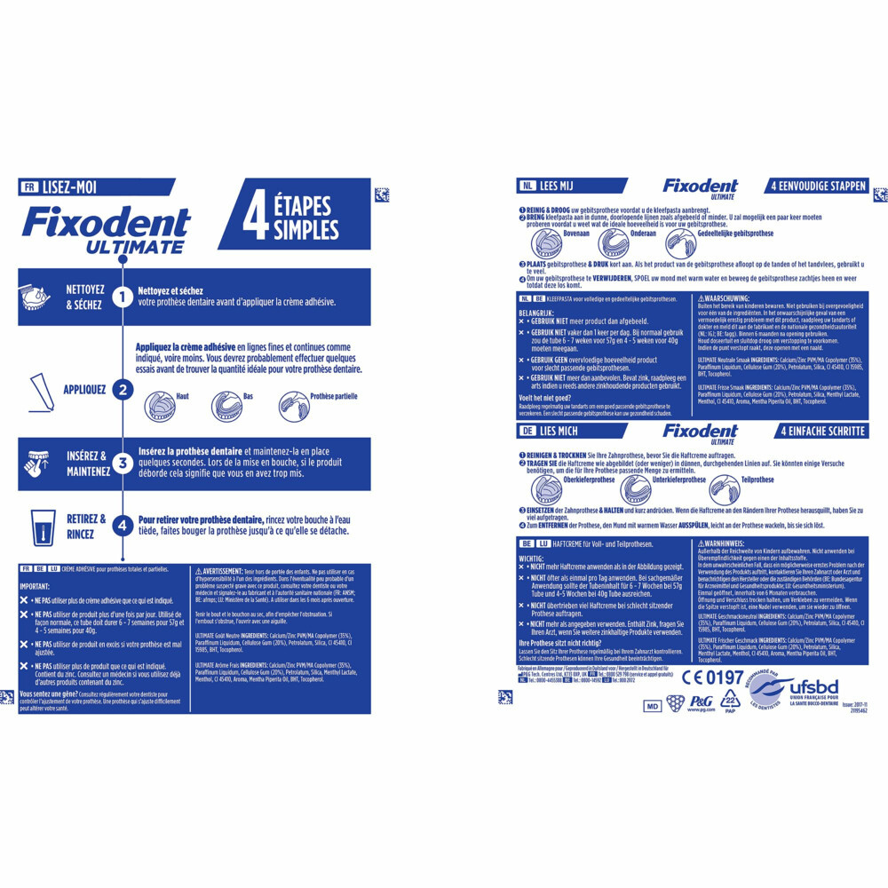 Fixodent Ultimate Fresh Kleefpasta voor Kunstgebit | 12 x 40 g Voordeelverpakking