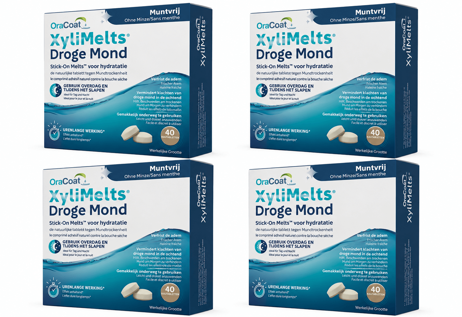 Oracoat XyliMelts Muntvrij tegen Droge Mond | 4 x 40 stuks Voordeelverpakking
