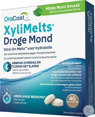 OraCoat XyliMelts Milde Munt tegen Droge Mond | 4 x 40 stuks Voordeelverpakking