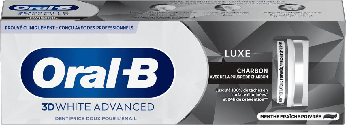 Oral-B Tandpasta 3D White Advanced Luxe Houtskool – 75 ml – Whitening