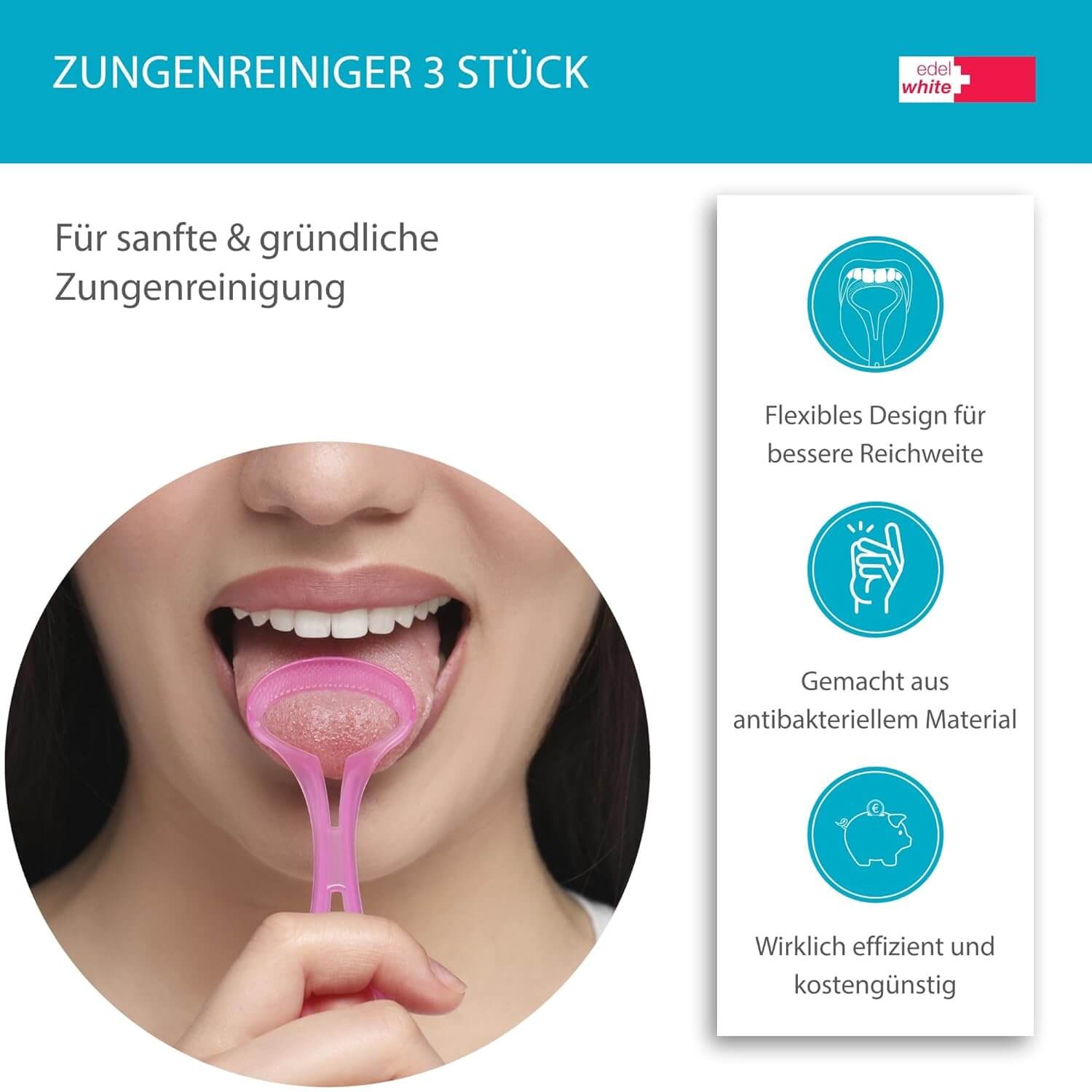 Edel+White Tongreiniger | 3 stuks Voordeelverpakking