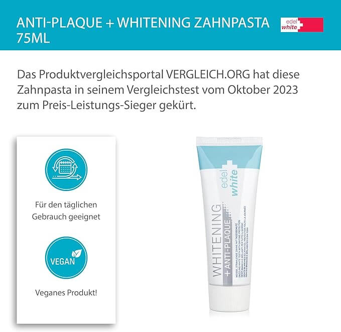 Edel+White Tandpasta Anti-Plak + Whitening | 75 ml | Witte Tanden