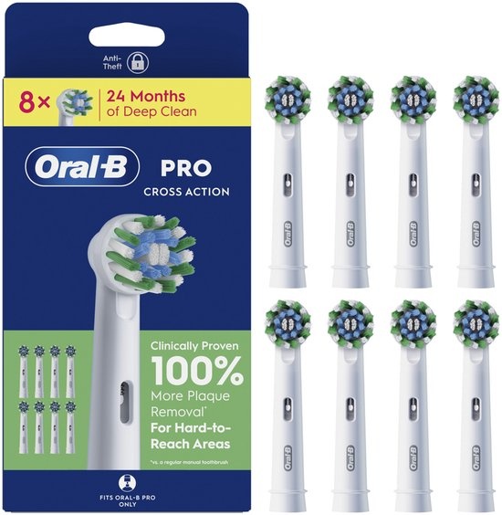 Oral B PRO Cross Action Opzetborstels Wit | 8 stuks