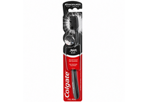 Colgate 360 Charcoal Black Tandenborstel | Medium | 1 stuk | Houtskool Borstelharen