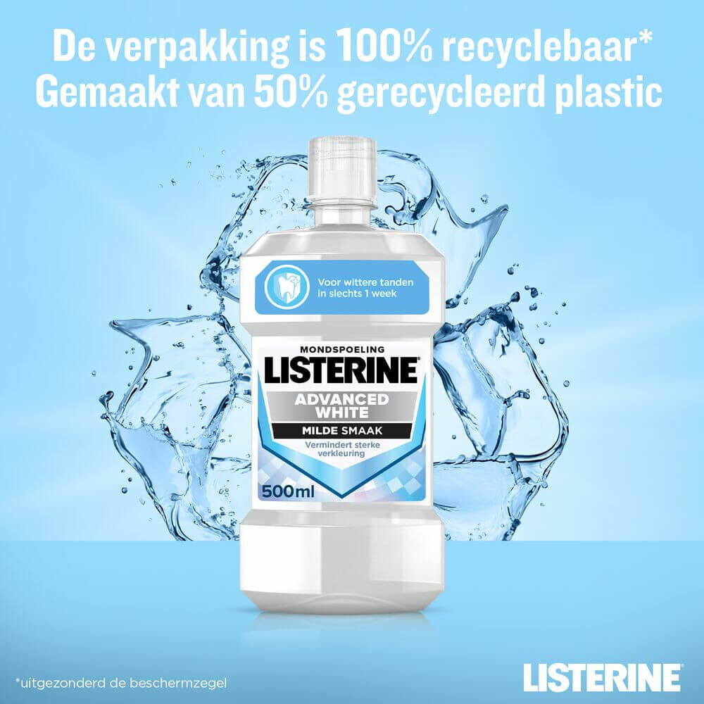 Listerine Advanced White Mondwater | 500 ml | Tegen Verkleuringen