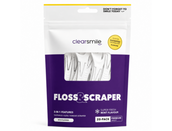 Clearsmile 3-in-1 Floss & Scraper Mint | 20 stuks | Flossen & Tongreiniging | 20 stuks