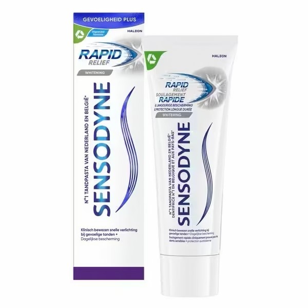 Sensodyne Rapid Relief Whitening Tandpasta | 75 ml | Gevoelige Tanden & Whitening