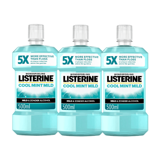 Listerine Cool Mint Mild Mondwater | 3 x 500 ml | Milde Frisse Adem