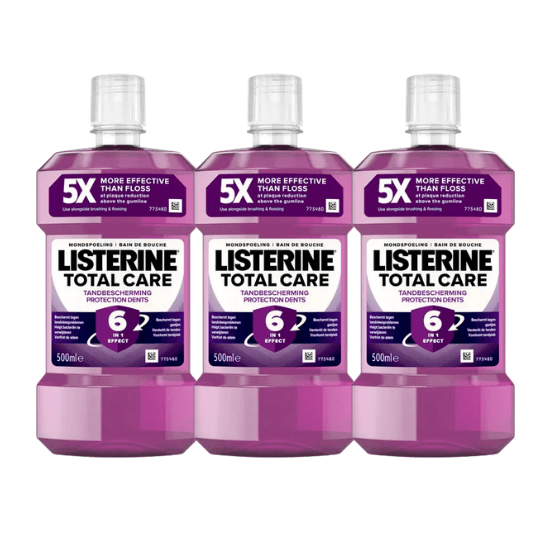 Listerine Total Care Mondwater | 3 x 500 ml | 6-in-1 Mondverzorging & Tandbescherming
