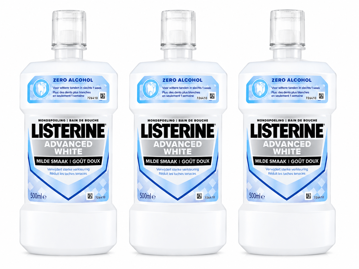 Listerine Advanced White Mild Mondwater | 3 x 500 ml | Tegen Verkleuringen