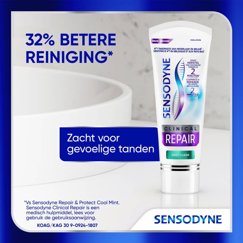 Sensodyne Clinical Repair Deep Clean Tandpasta | 75 ml | Gevoelige Tanden & Diepe Reiniging