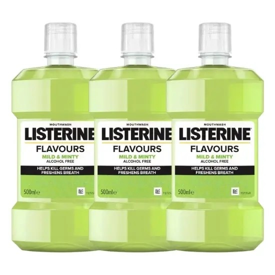 Listerine Mild & Minty Mondwater | 3 x 500 ml | Milde Frisse Adem