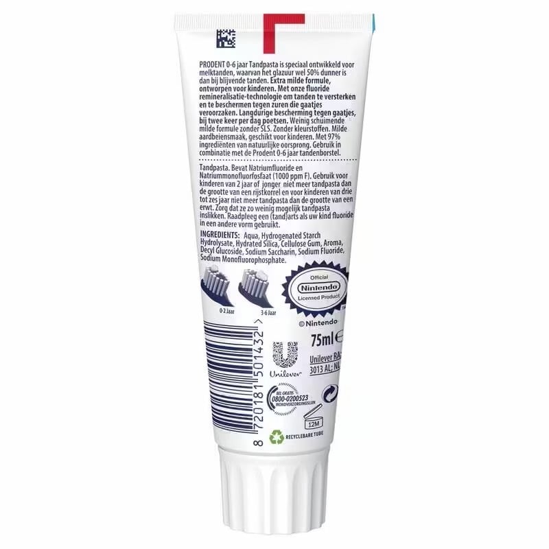 Prodent Kids 0-6 Jaar Tandpasta | 75 ml | Aardbeiensmaak & Bescherming Tegen Gaatjes