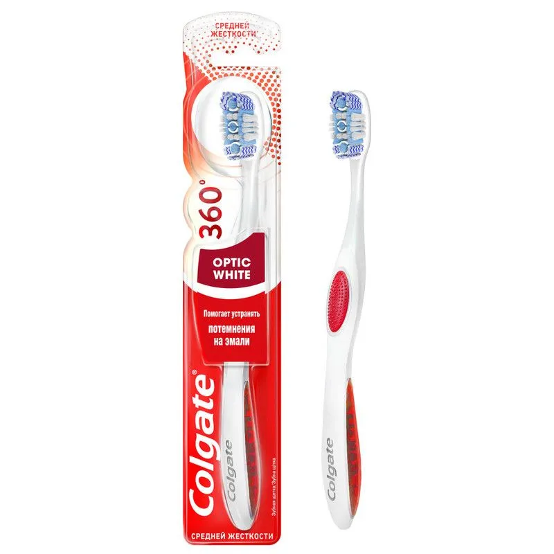 Colgate 360 Optic White Tandenborstel | Medium | 1 stuk | Witte Tanden