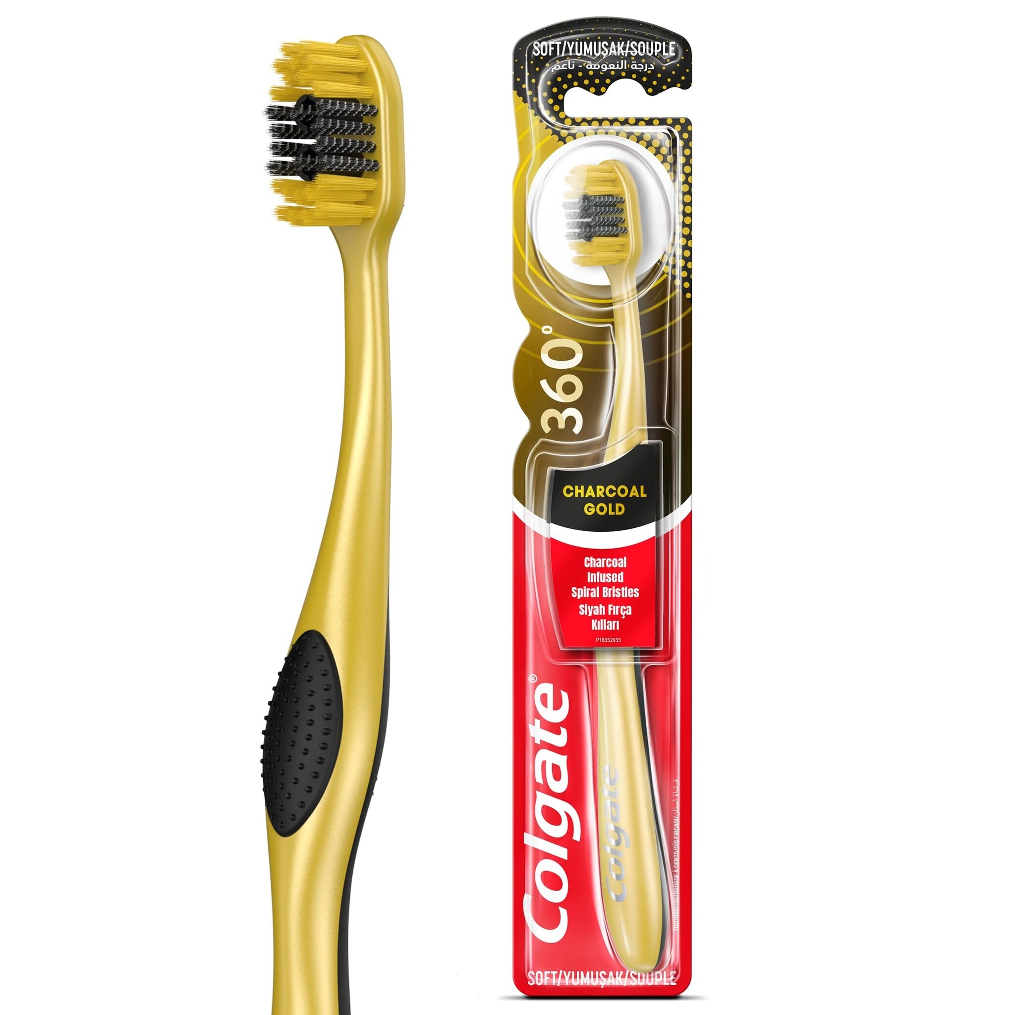 Colgate 360 Charcoal Gold Tandenborstel | Soft | 1 stuk