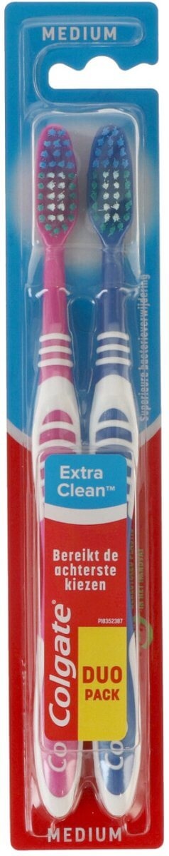 Colgate Extra Clean Tandenborstel | Medium | 2 stuks | Dagelijkse Reiniging