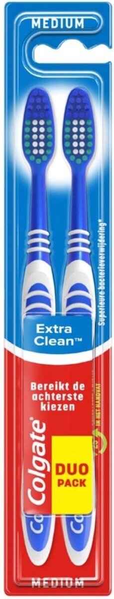 Colgate Extra Clean Tandenborstel | Medium | 2 stuks | Dagelijkse Reiniging