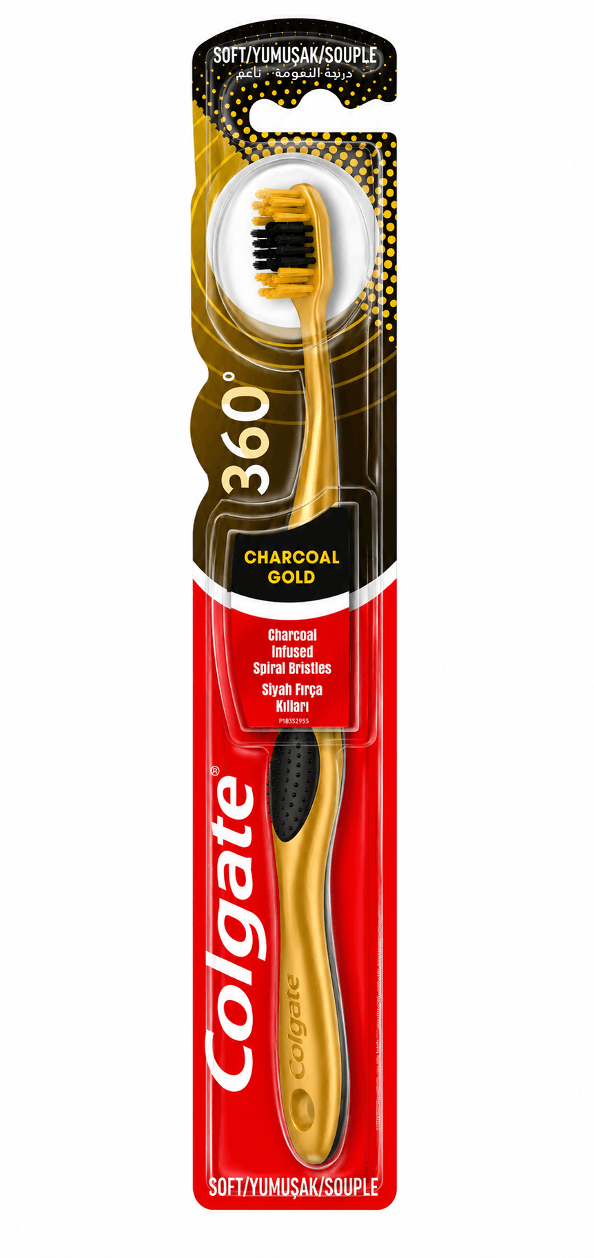 Colgate 360 Charcoal Gold Tandenborstel | Soft | 1 stuk | Houtskool borstelhare