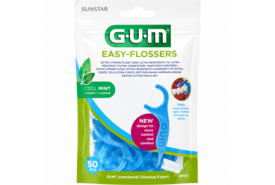 GUM Easy Flossers Cool Mint Floss Picks | 50 stuks | Met Fluoride & Extra Sterke Floss