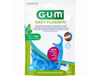 GUM Easy Flossers Cool Mint Floss Picks | 50 stuks | Met Fluoride & Extra Sterke Floss