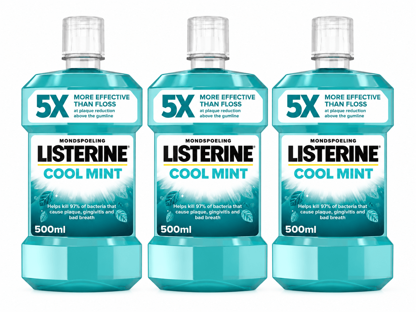 Listerine Cool Mint Mondwater | 3 x 500 ml | Intense Frisheid