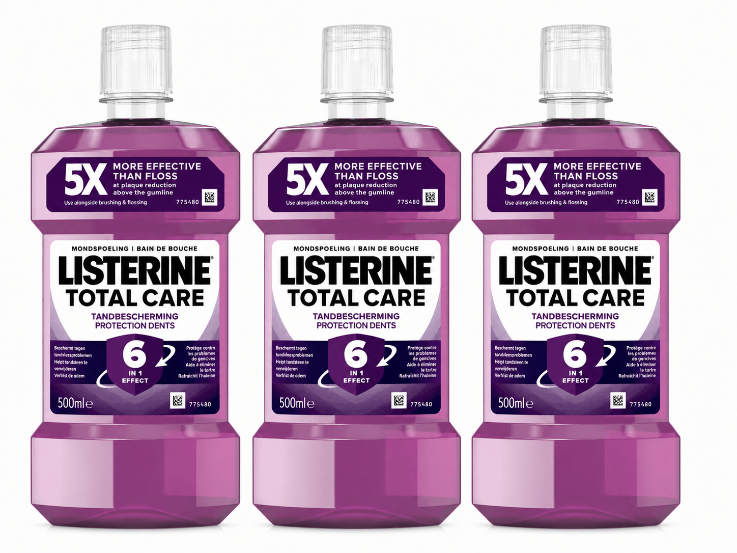 Listerine Total Care Mondwater | 3 x 500 ml | 6-in-1 Mondverzorging & Tandbescherming