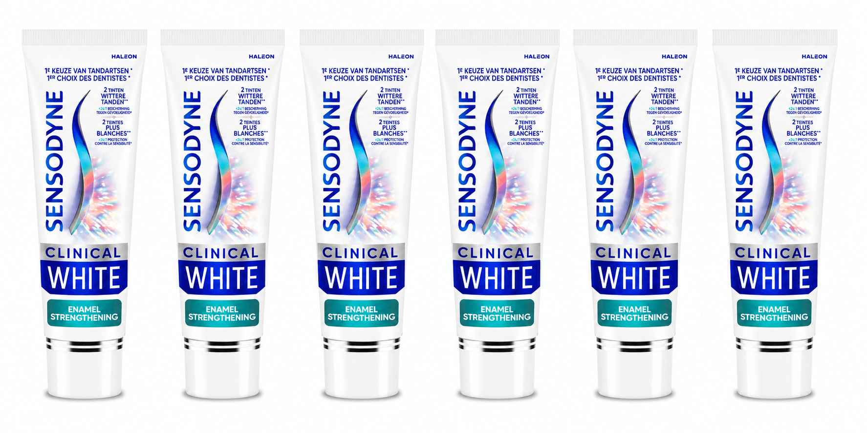 Sensodyne Clinical White Enamel Strengthening Tandpasta | 6 x 75 ml | Gevoelige Tanden & Glazuurversterking