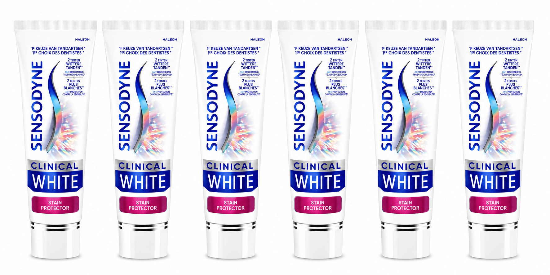 Sensodyne Clinical White Stain Protector Tandpasta | 6 x 75 ml | Gevoelige Tanden & Vlekbescherming