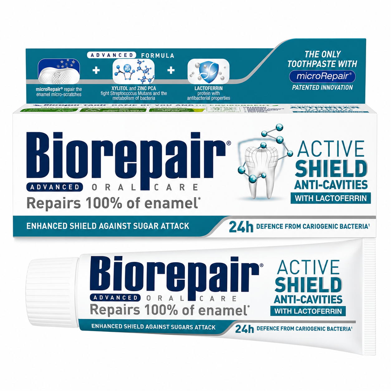 Biorepair Advanced Active Shield Tandpasta | 75 ml | Bescherming tegen Gaatjes