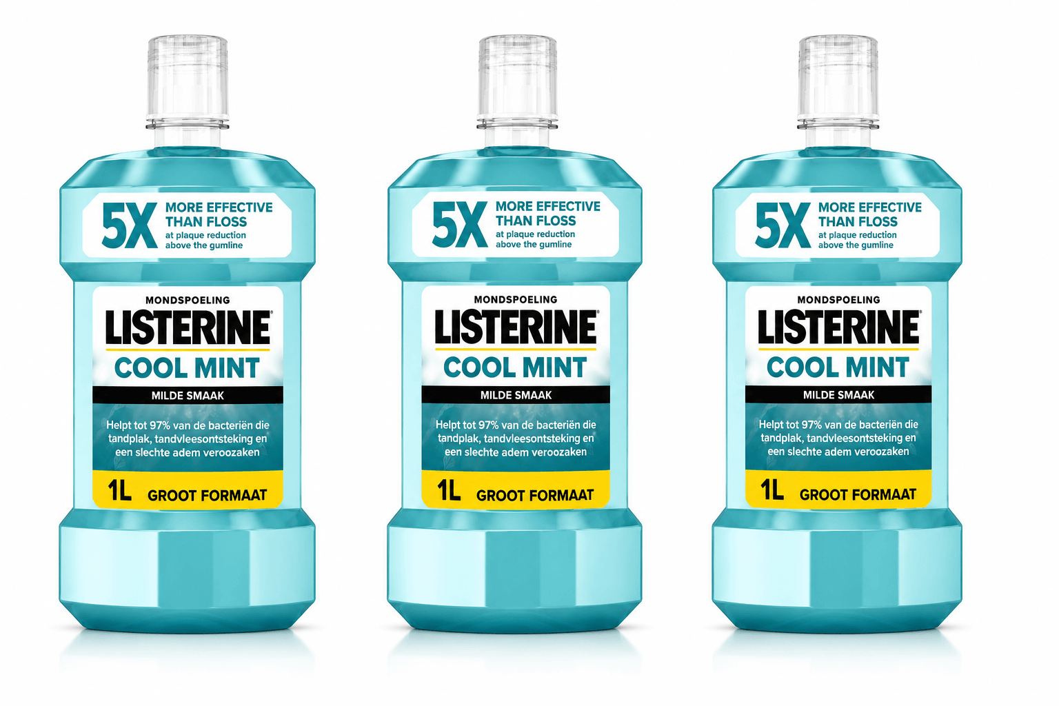 Listerine Cool Mint Mild Mondwater | 3 x 1000 ml | Milde Frisheid