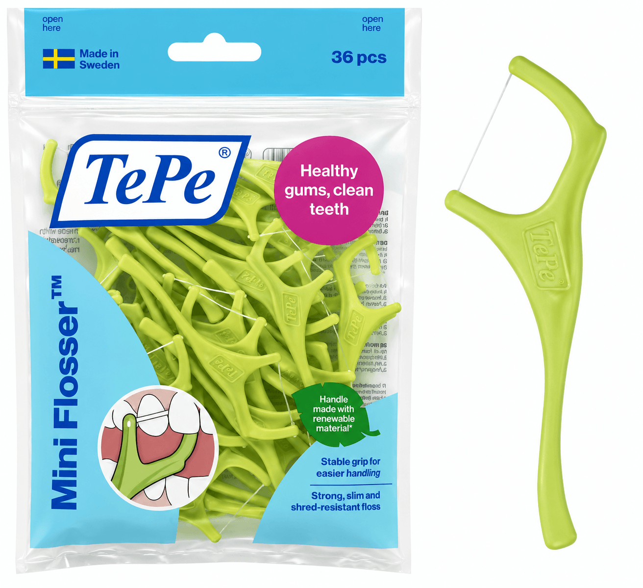 TePe Mini Flosser | 36 stuks | Flossers voor Tussen de Tanden