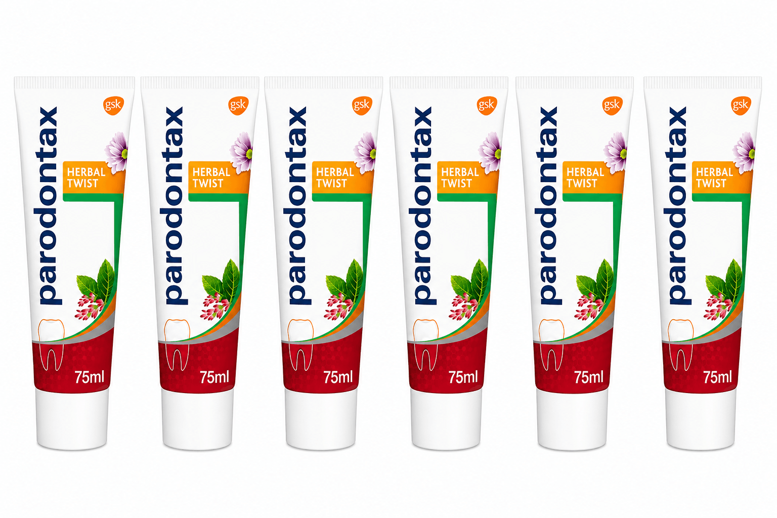 Parodontax Herbal Twist Tandpasta | 6 x 75 ml | Gezond Tandvlees & Frisse Adem