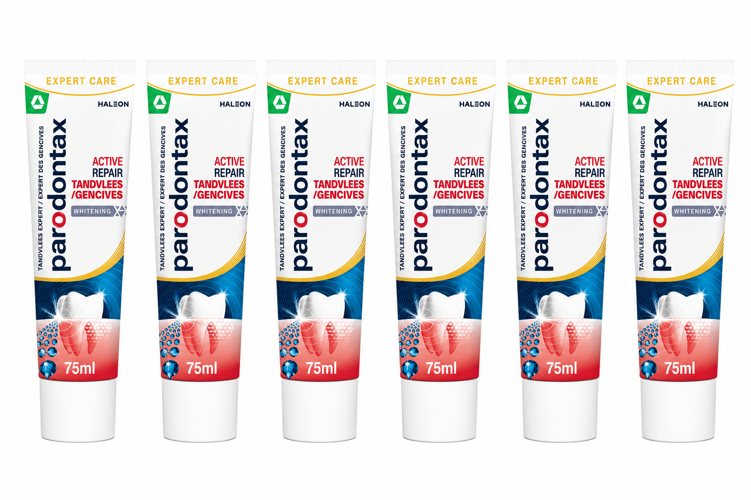 Parodontax Active Repair Whitening Tandpasta | 6 x 75 ml | Gezond Tandvlees & Wittere Tanden