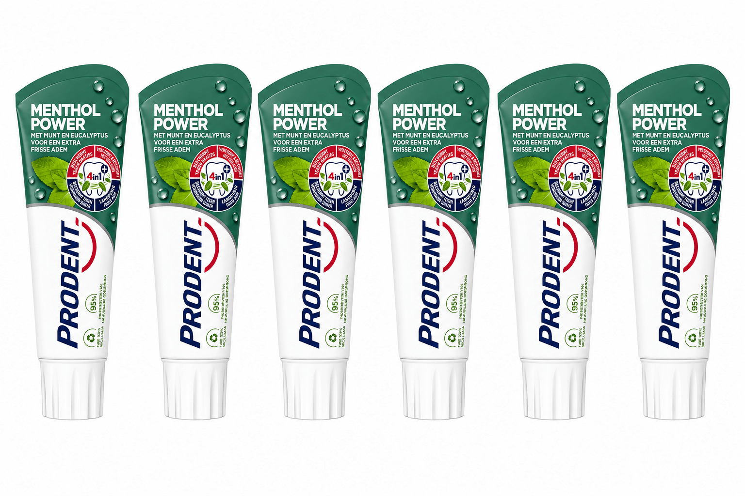 Prodent Menthol Power Tandpasta | 6 x 75 ml | Extra Frisse Adem & 4-in-1 Bescherming